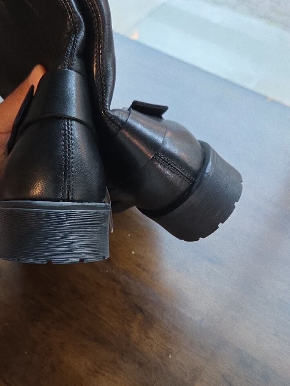 Geox Size 7 Women's Black Leather Harness Boots with Buckle Strap - Picture 7 of 9